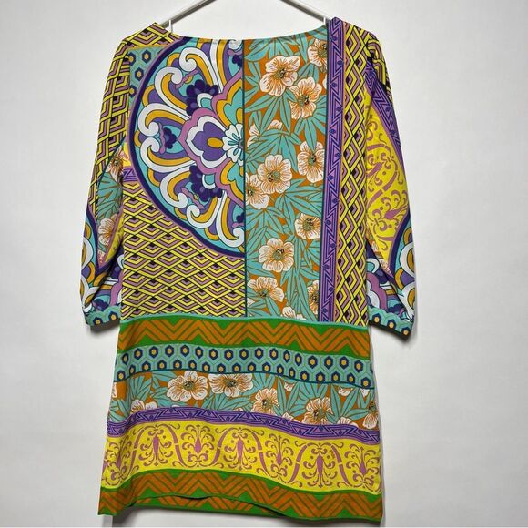 Hale Bob Long Sleeve Contrasting Print Shift Dress S NWOT - Picture 10 of 14
